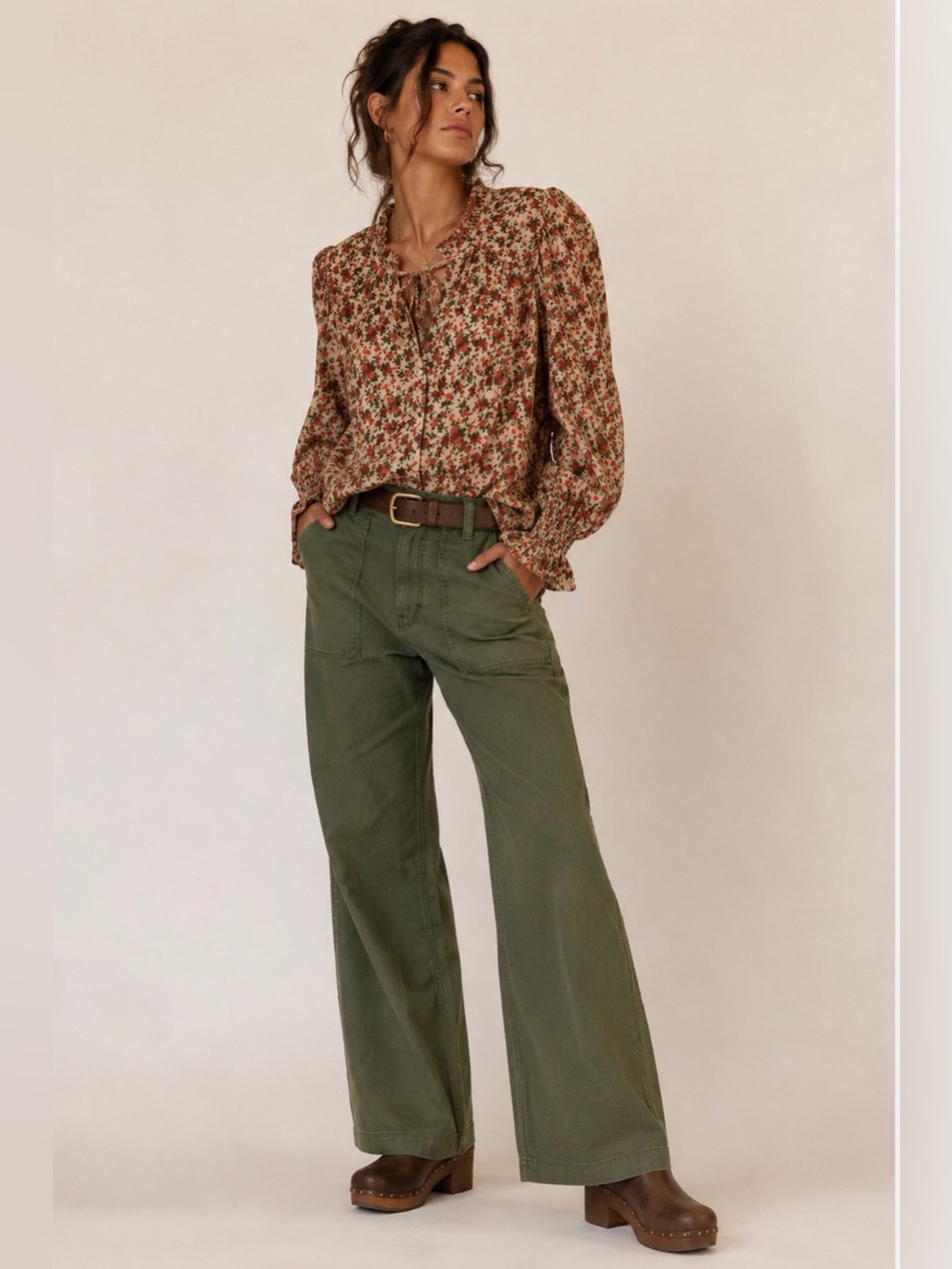 NWOT Free People Meant To Be Floral Cotton Blouse